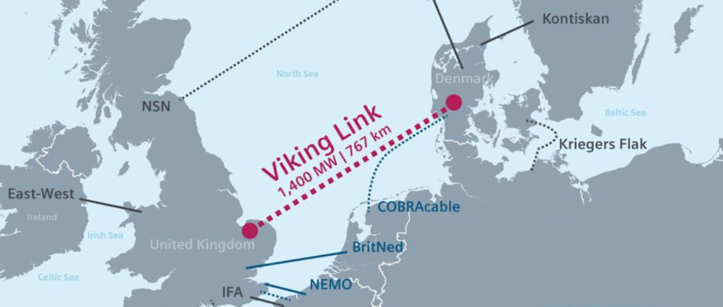 The 1.4-GW Viking Link stretches 475 miles under land and sea, connecting Bicker Fen substation in Lincolnshire, UK, with Revsing substation in southern Jutland, Denmark. Courtesy: National Grid