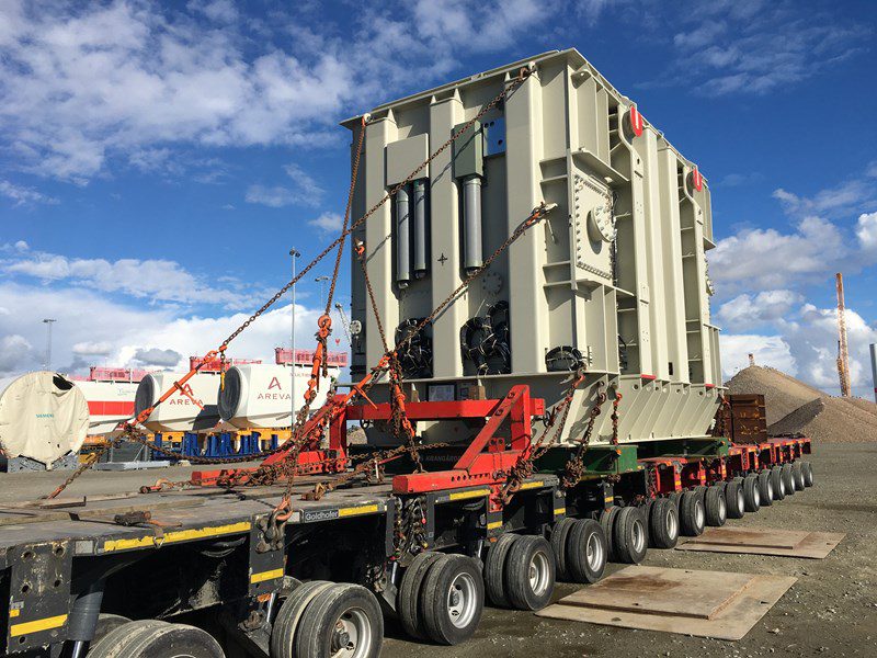 Global logistics and shipping firm Bertling Logistics delivered the seven Siemens Energy 225-tonne transformers from Rotterdam via the Port of Esbjerg to the project site in Vejen, Denmark. Züst & Bachmeier transported seven other transformers to the UK site at Bicker Fen.“The transformers measured 7.50 x 4.64 x 5.00 [meters] and had to be assembled on-site in front of the transformer bay before being jacked and skidded onto the foundation,” Bertling says. Courtesy: Bertling Logistics 