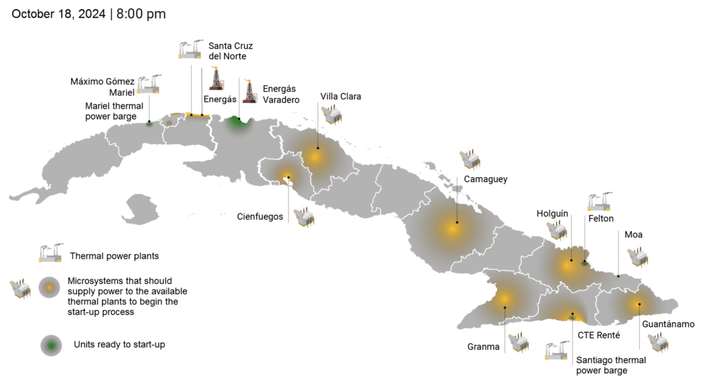 Figure 1: Power situation in Cuba as of Friday, Oct. 18, 2024. Source: Amaury Perez